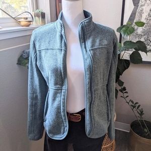 North Face Teal Zip Up Knit and Fleece Jacket